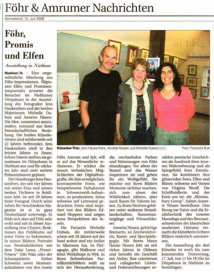 Artikel Ausstellung Nieblum 2008